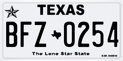 TX license plate BFZ0254