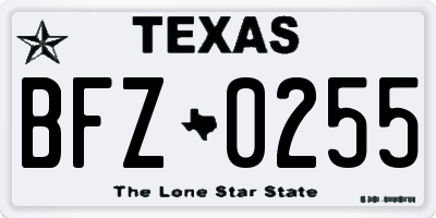 TX license plate BFZ0255