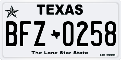 TX license plate BFZ0258