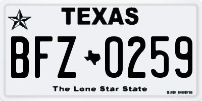 TX license plate BFZ0259