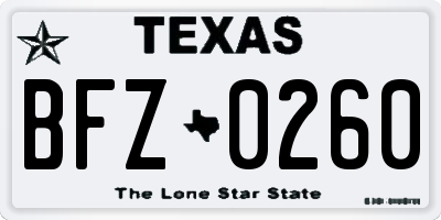 TX license plate BFZ0260