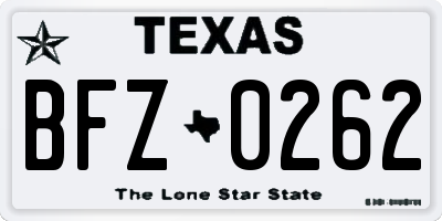 TX license plate BFZ0262