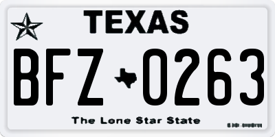 TX license plate BFZ0263