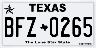 TX license plate BFZ0265