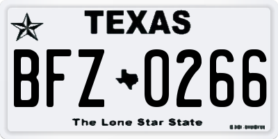TX license plate BFZ0266