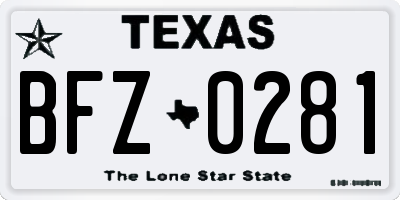 TX license plate BFZ0281