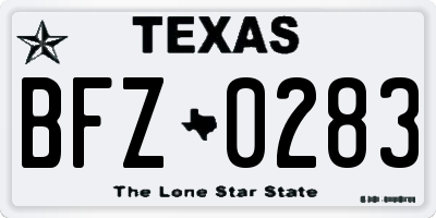 TX license plate BFZ0283