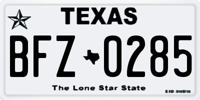 TX license plate BFZ0285