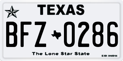 TX license plate BFZ0286