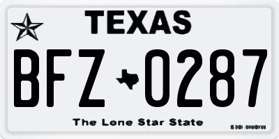 TX license plate BFZ0287