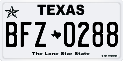 TX license plate BFZ0288