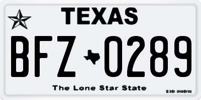 TX license plate BFZ0289