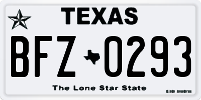TX license plate BFZ0293