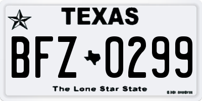 TX license plate BFZ0299