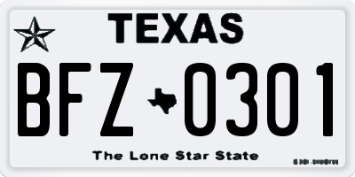 TX license plate BFZ0301