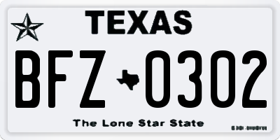 TX license plate BFZ0302