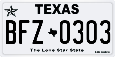 TX license plate BFZ0303