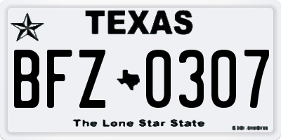 TX license plate BFZ0307