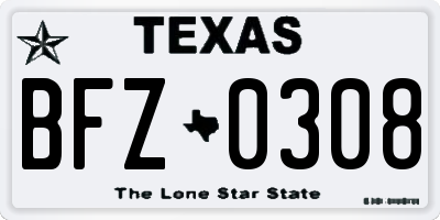 TX license plate BFZ0308