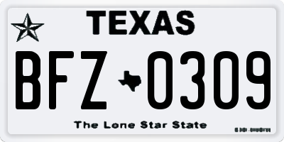TX license plate BFZ0309