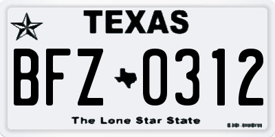 TX license plate BFZ0312