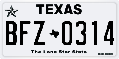 TX license plate BFZ0314