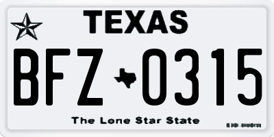 TX license plate BFZ0315