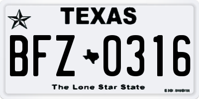 TX license plate BFZ0316