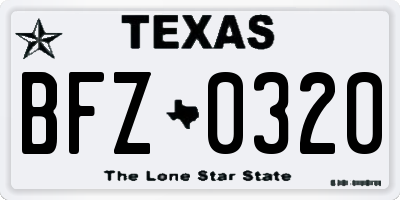 TX license plate BFZ0320