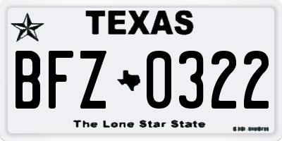 TX license plate BFZ0322