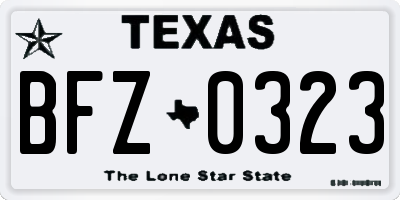 TX license plate BFZ0323