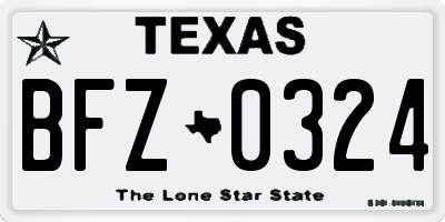 TX license plate BFZ0324