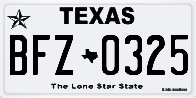 TX license plate BFZ0325