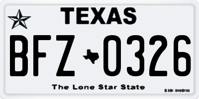 TX license plate BFZ0326