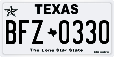 TX license plate BFZ0330