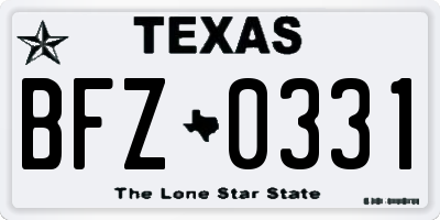 TX license plate BFZ0331