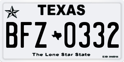 TX license plate BFZ0332
