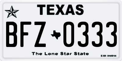 TX license plate BFZ0333