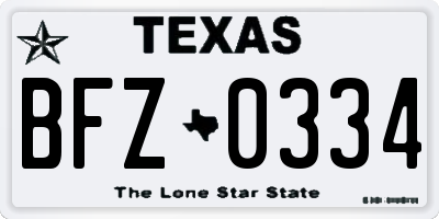 TX license plate BFZ0334