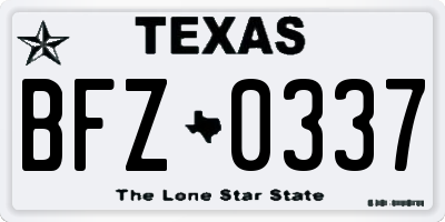TX license plate BFZ0337