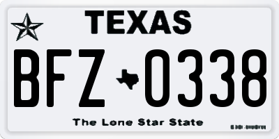 TX license plate BFZ0338