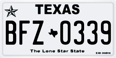 TX license plate BFZ0339