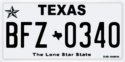 TX license plate BFZ0340