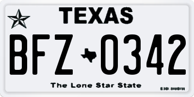TX license plate BFZ0342
