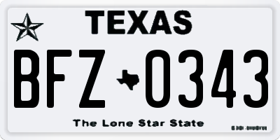 TX license plate BFZ0343