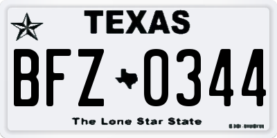 TX license plate BFZ0344