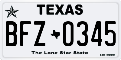 TX license plate BFZ0345