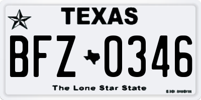 TX license plate BFZ0346