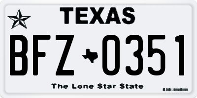 TX license plate BFZ0351