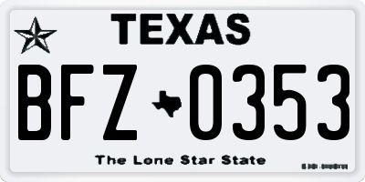TX license plate BFZ0353